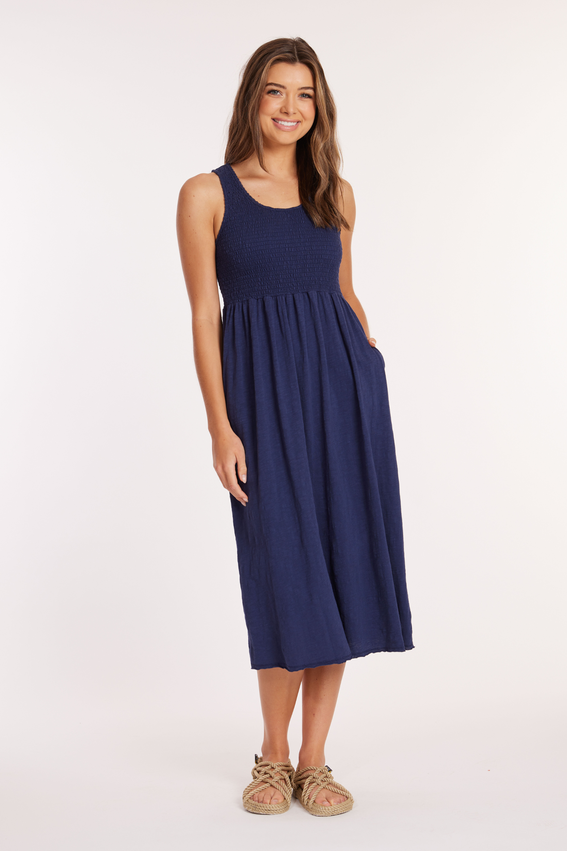Smocked Tank Midi Dress – mododoc Los Angeles