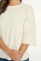 3/4 Sleeve Mix Media Tee