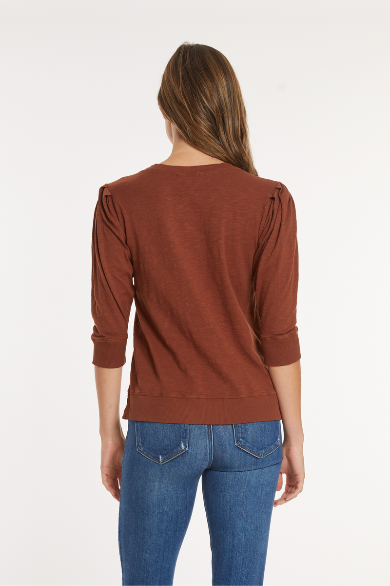 3/4 Pleated Sleeve Pullover Tee