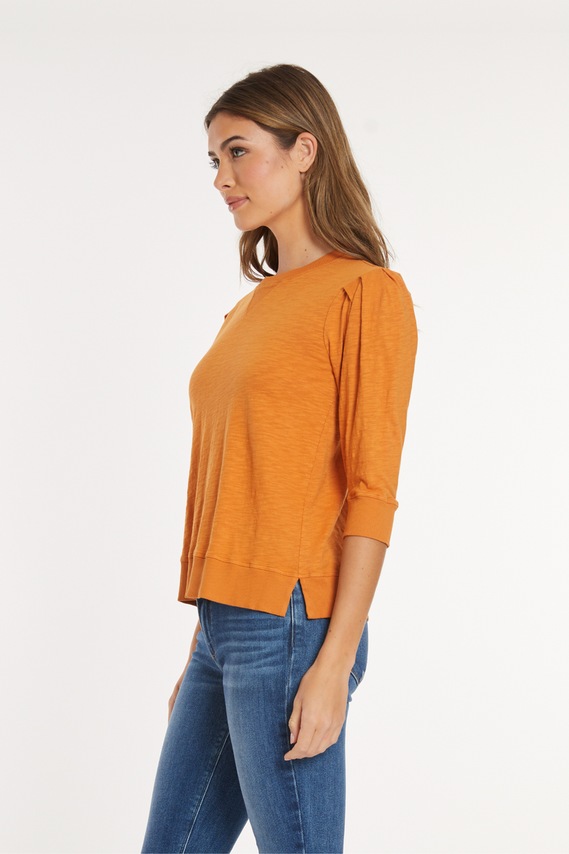 3/4 Pleated Sleeve Pullover Tee