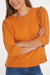 3/4 Pleated Sleeve Pullover Tee