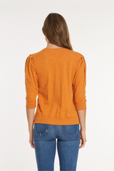 3/4 Pleated Sleeve Pullover Tee