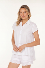 S/S Button-Down Hi-Lo Blouse