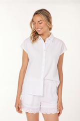 S/S Button-Down Hi-Lo Blouse