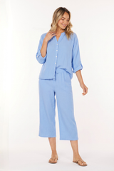 Roll-Up Sleeves Button-Up Top