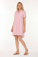 Roll-up Sleeve Tiered Back Dress
