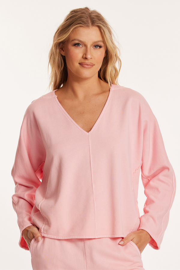 L/S Dolman Sleeve V-Neck Top