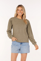 L/S Pleated Sleeves Sweatshirt
