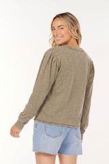 L/S Pleated Sleeves Sweatshirt