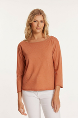 3/4 Sleeve Boatneck Crop Top