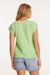 Short Dolman Sleeve Mix Media Top