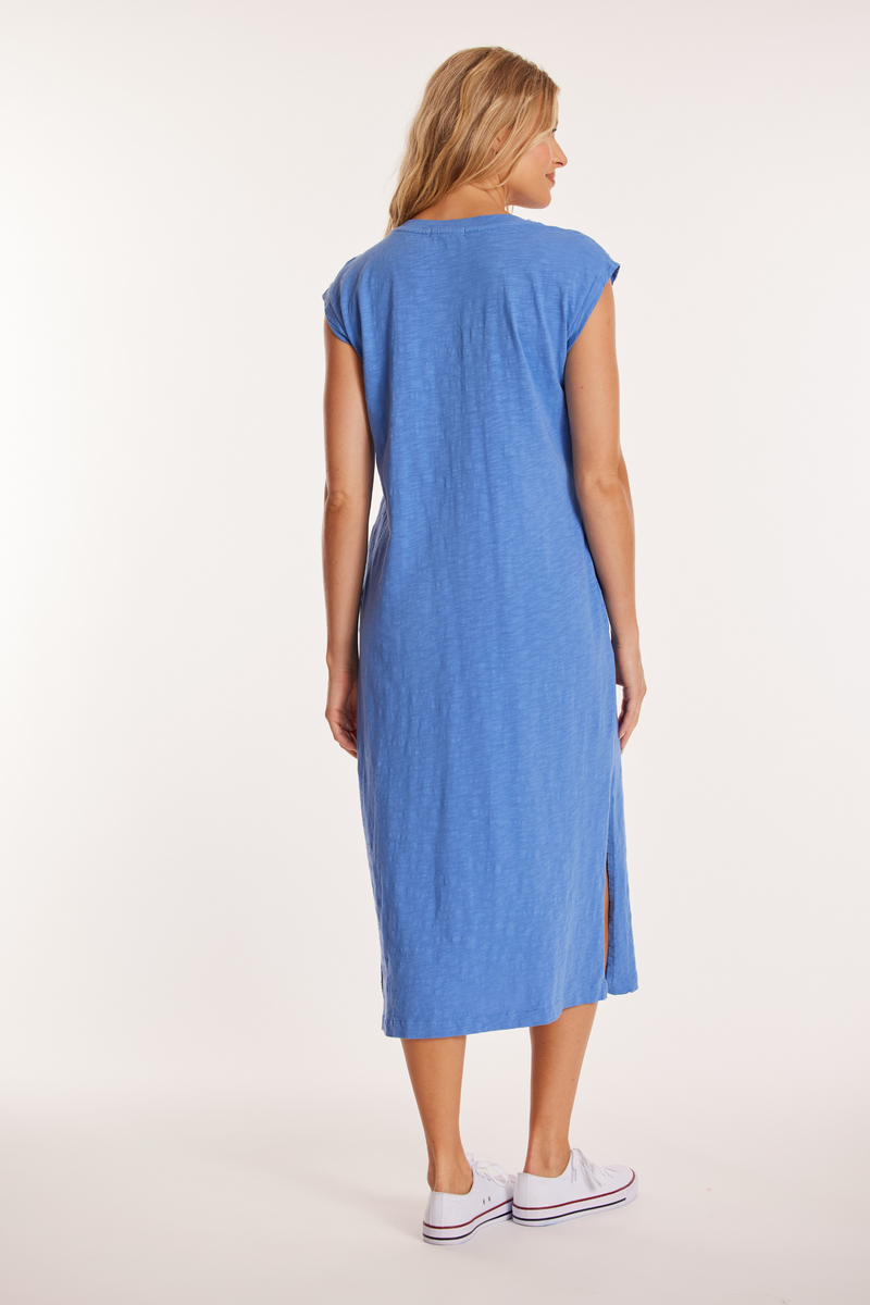 Cap Sleeve Column Dress w/ Side Slits