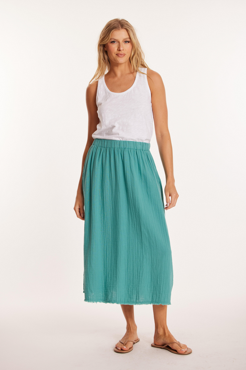 Flare Hem Midi Skirt