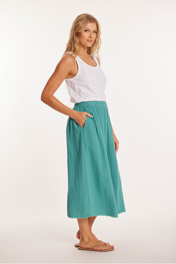 Flare Hem Midi Skirt