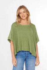 Half Sleeve Dolman Open Crew Boxy Top