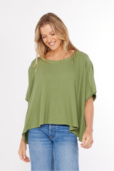Half Sleeve Dolman Open Crew Boxy Top