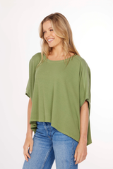 Half Sleeve Dolman Open Crew Boxy Top