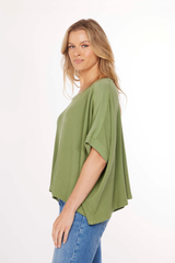Half Sleeve Dolman Open Crew Boxy Top