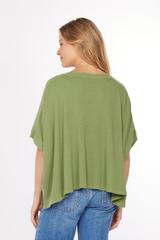 Half Sleeve Dolman Open Crew Boxy Top