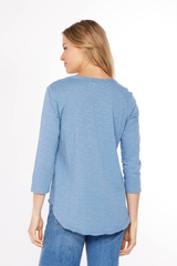 3/4 Sleeve V-Neck Tee w/ curve hem