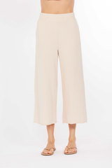 Gathered Waist Flared Crop Pants - mododoc Los Angeles