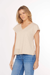 Short Dolman Sleeve Mix Media Top