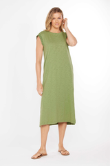 Cap Sleeve Column Dress w/ contrast cuffs