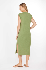 Cap Sleeve Column Dress w/ contrast cuffs