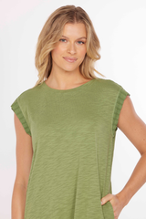 Cap Sleeve Column Dress w/ contrast cuffs