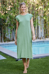 Cap Sleeve Column Dress w/ contrast cuffs