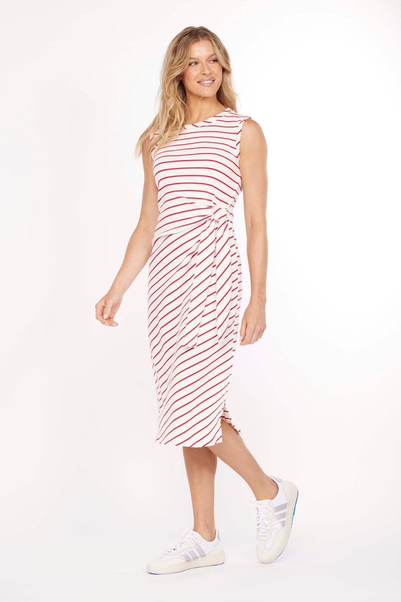 Mod-o-doc Side Tie Midi Tank Dress Women's Dress Heather Grey/White : SM (US 4-6) Mod-o-doc Side Tie Midi Tank Dress Women's Dress Heather Grey/White : SM (US 4-6)