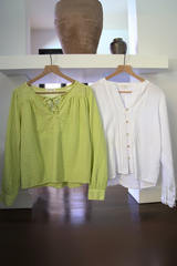 L/S Flowy top w/ lace yoke