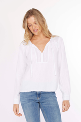 L/S Flowy top w/ lace yoke