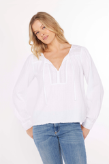 L/S Flowy top w/ lace yoke