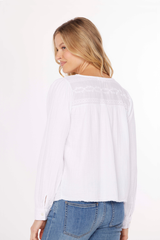 L/S Flowy top w/ lace yoke