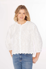 3/4 Sleeve Crew Lace Top - mododoc Los Angeles