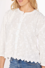 3/4 Sleeve Crew Lace Top - mododoc Los Angeles