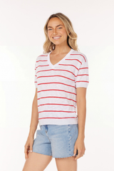 S/S Open V-Neck Sweater