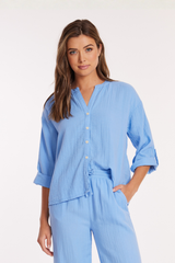 Roll-Up Sleeves Button-Up Top