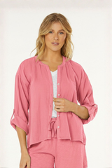 Roll-Up Sleeves Button-Up Top