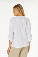 Roll-Up Sleeves Button-Up Top
