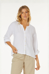 Roll-Up Sleeves Button-Up Top