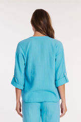 Roll-Up Sleeves Button-Up Top