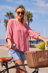 Roll-Up Sleeves Button-Up Top