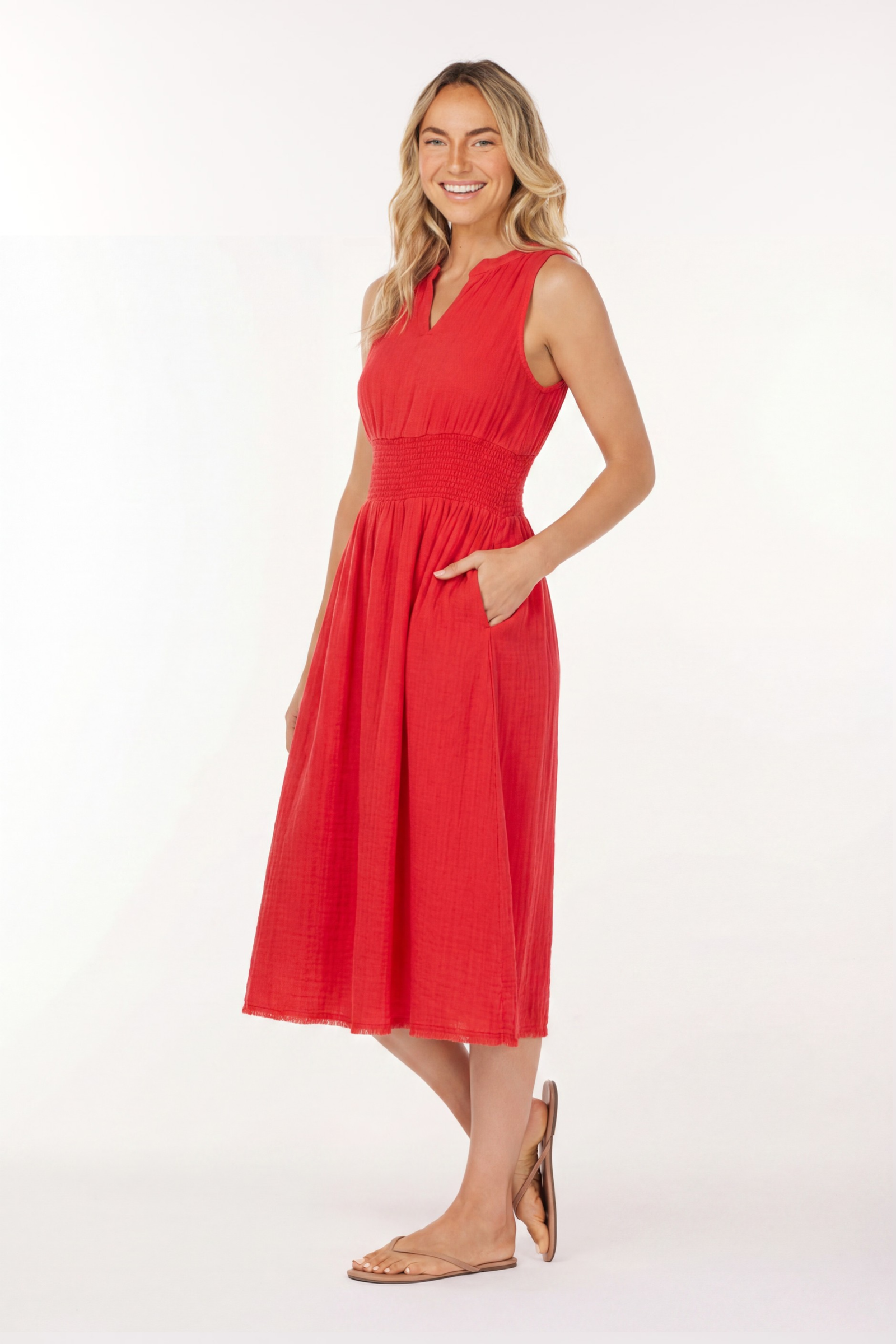 Women's Mod-o-doc Smocked Waist Midi Tank Dress
