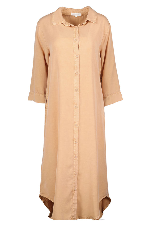 3/4 Sleeve Button-down Shirttail Dress