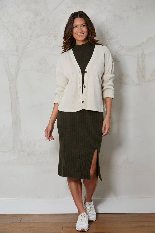 Long Sleeve Button Front Waffle Cardigan