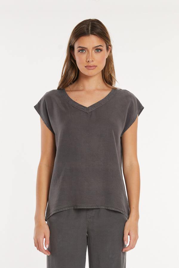 Cap Sleeve V-Neck Long Tank