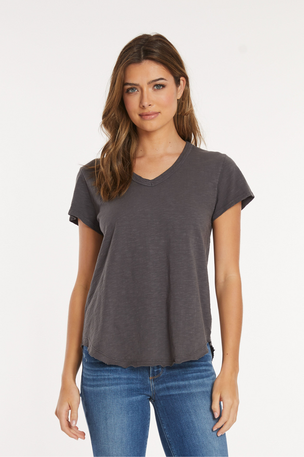 V-Neck Tee w/ Curve Hem