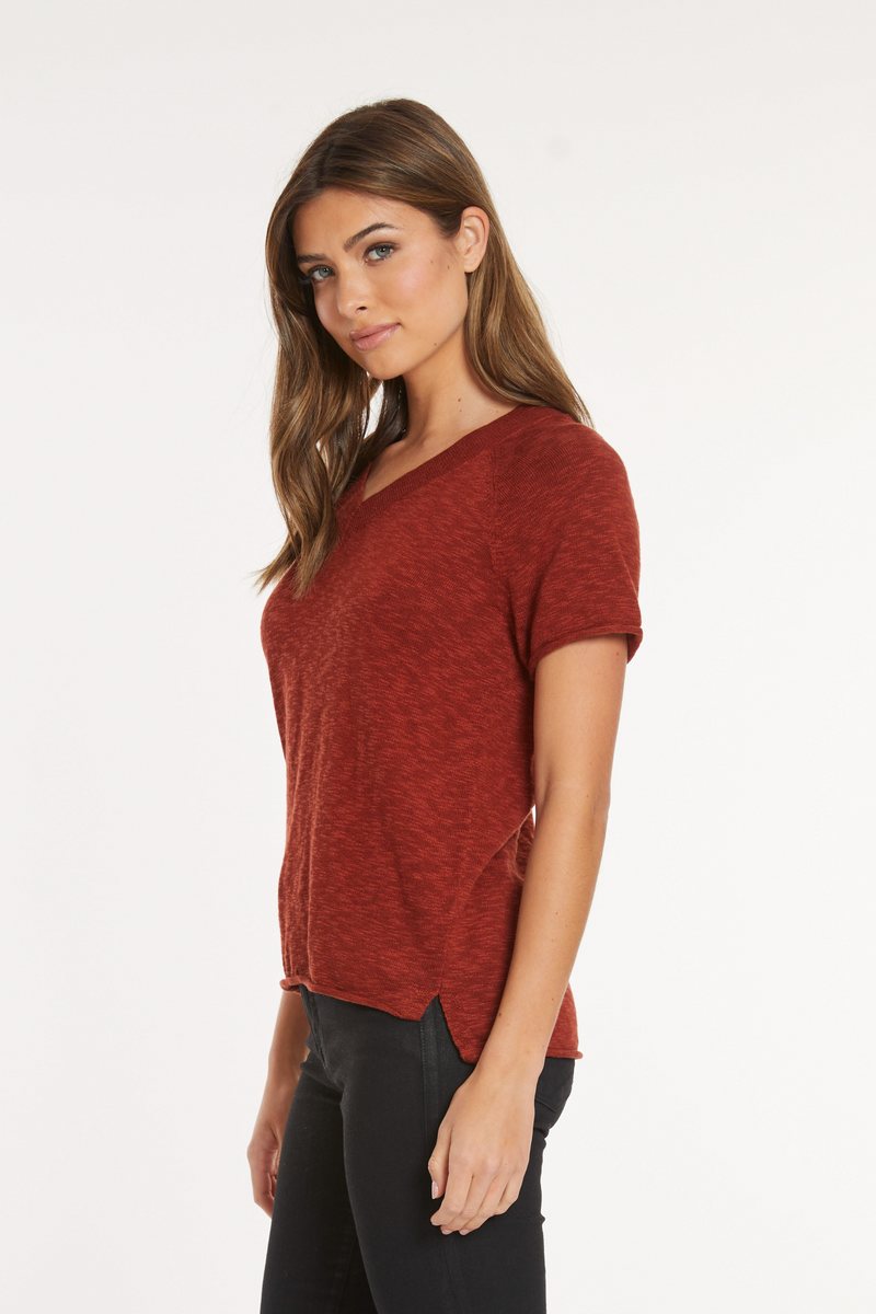 S/S Open V-Neck Sweater